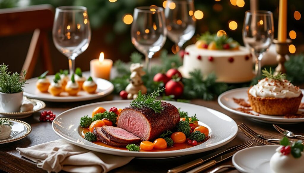 découvrez un menu de fêtes chic et maîtrisé pour noël, composé d’une entrée raffinée, d’un plat savoureux et d’un dessert gourmand. idéal pour émerveiller vos convives et passer un moment inoubliable autour de la table.