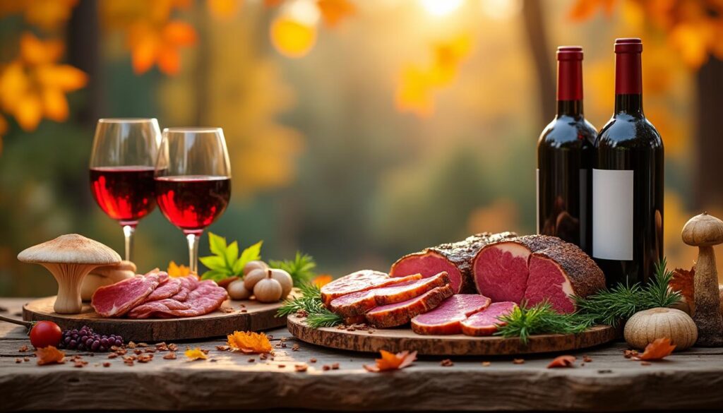 découvrez les saveurs authentiques de l'automne avec notre guide sur les champignons, le gibier et leurs accords parfaits avec les vins.